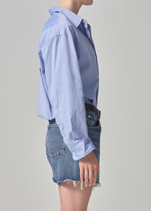 Citizens of Hummanity Kayla button up shirt blue skyway stripe | Pipe and Row