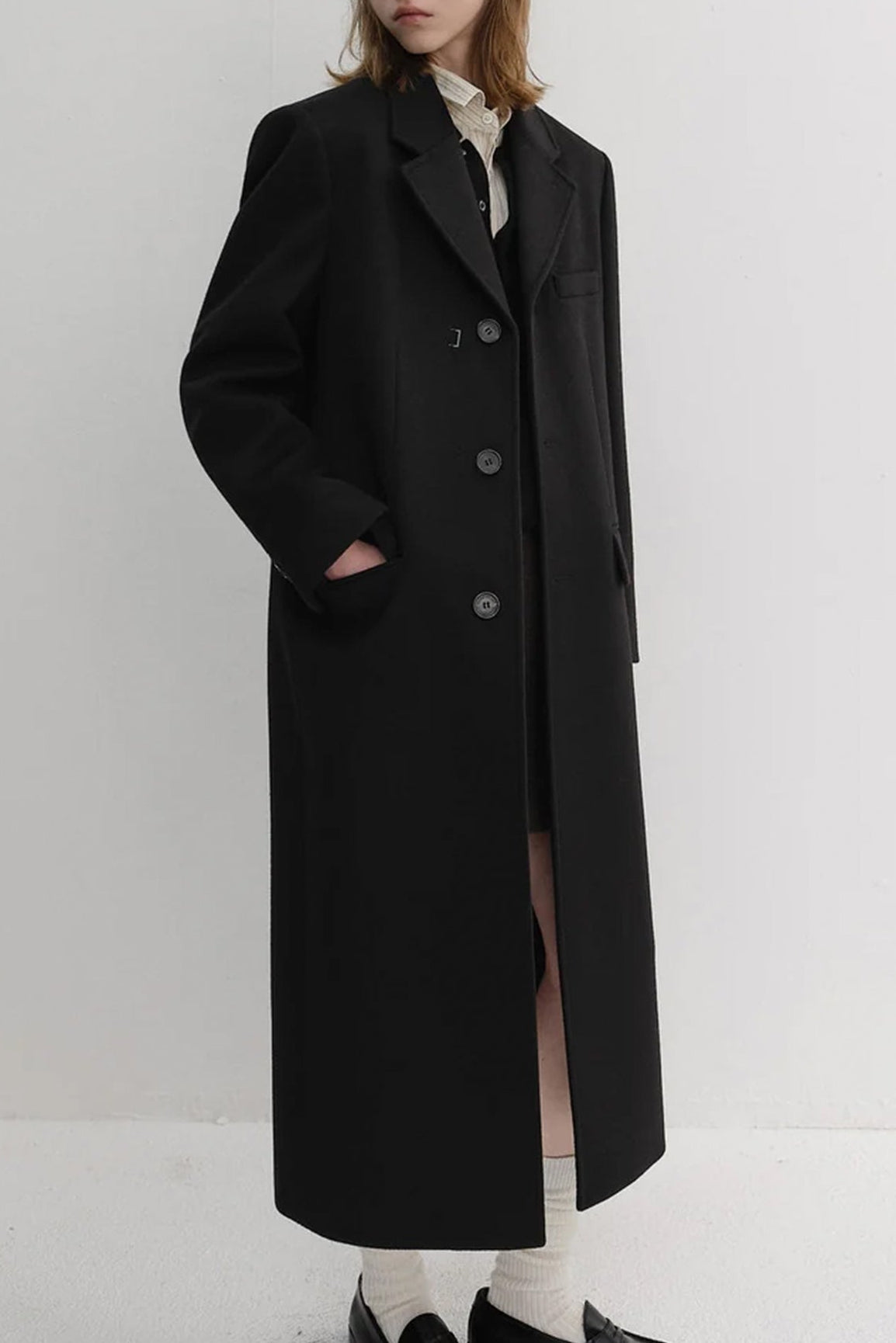 UNISEX 2-WAY 3 BUTTON CASHMERE COAT