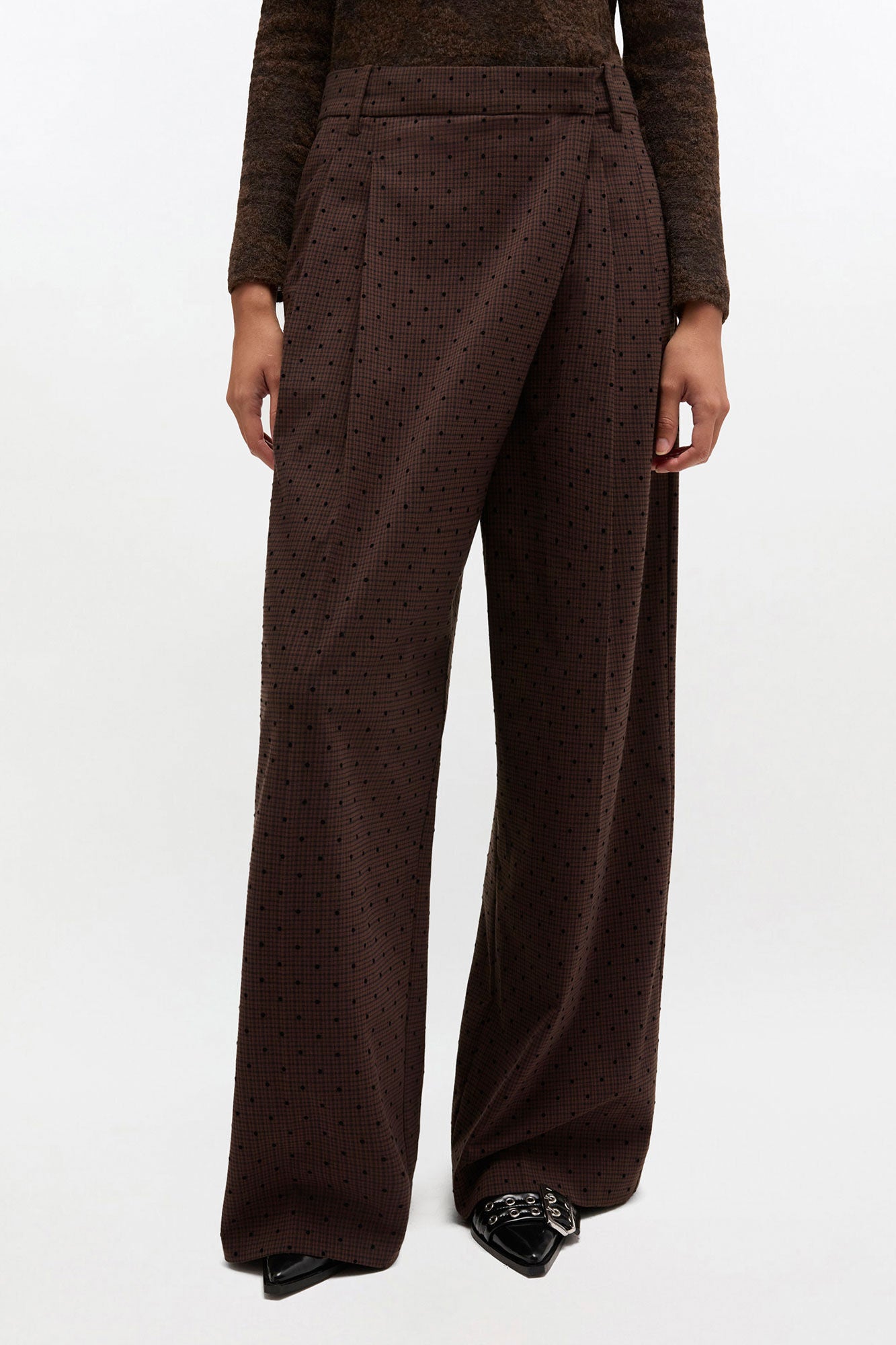 FLOCK CHECK CROSS-OVER SUITING PANTS