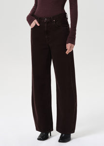 Agolde Low Curve jean sloe berry Relaxed tapered leg slouchy hips rich grape brown | Pipe and Row