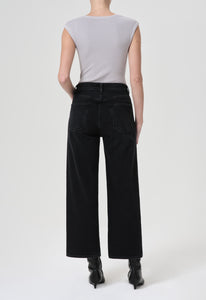 Agolde Ren high rise wide leg denim hush saturated black | Pipe and Row