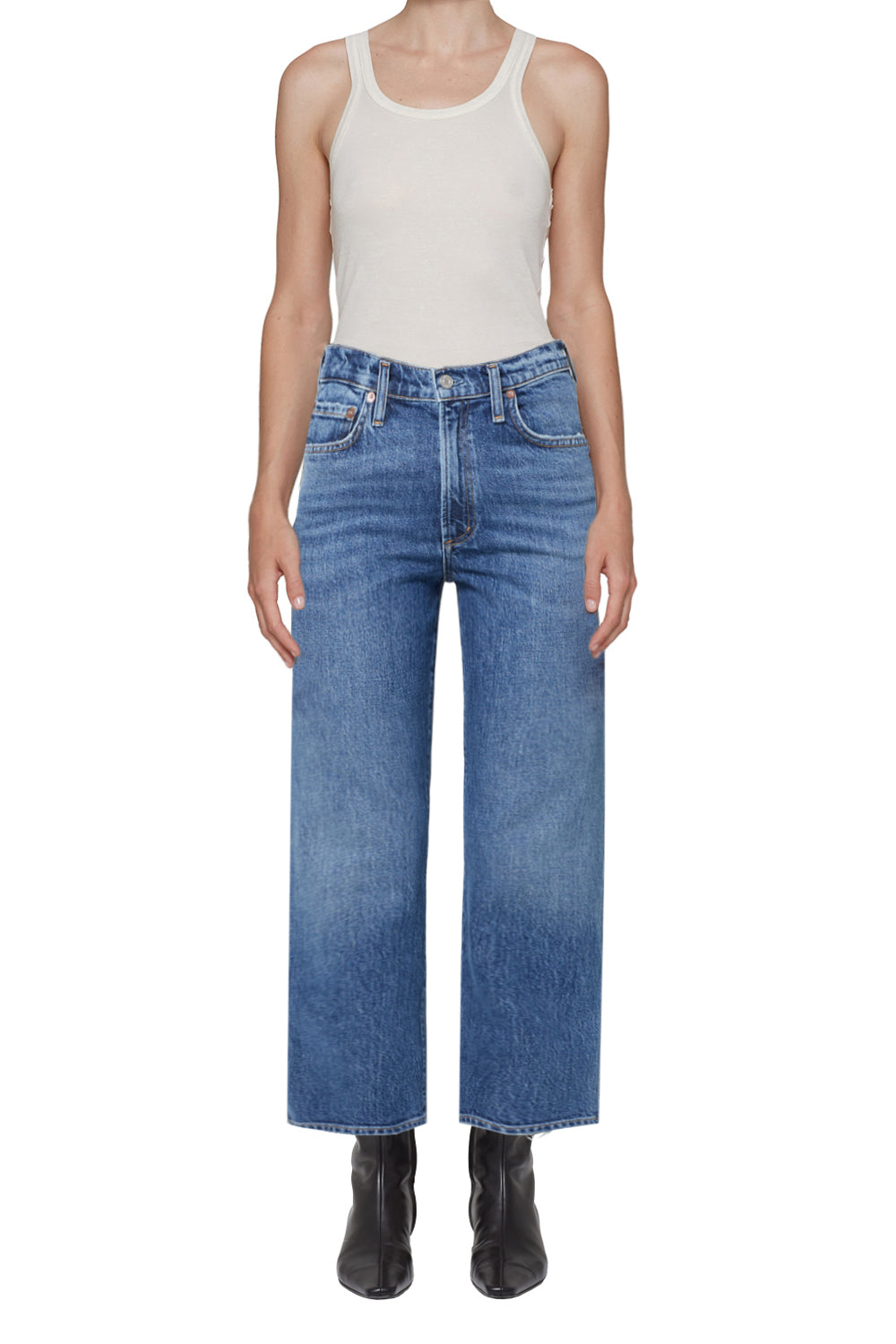 Agolde Ren high rise wide leg denim Fix blue | Pipe and Row