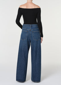 Agolde Vana Fold Jean Nexus dark blue fold-over waistband | Pipe and Row