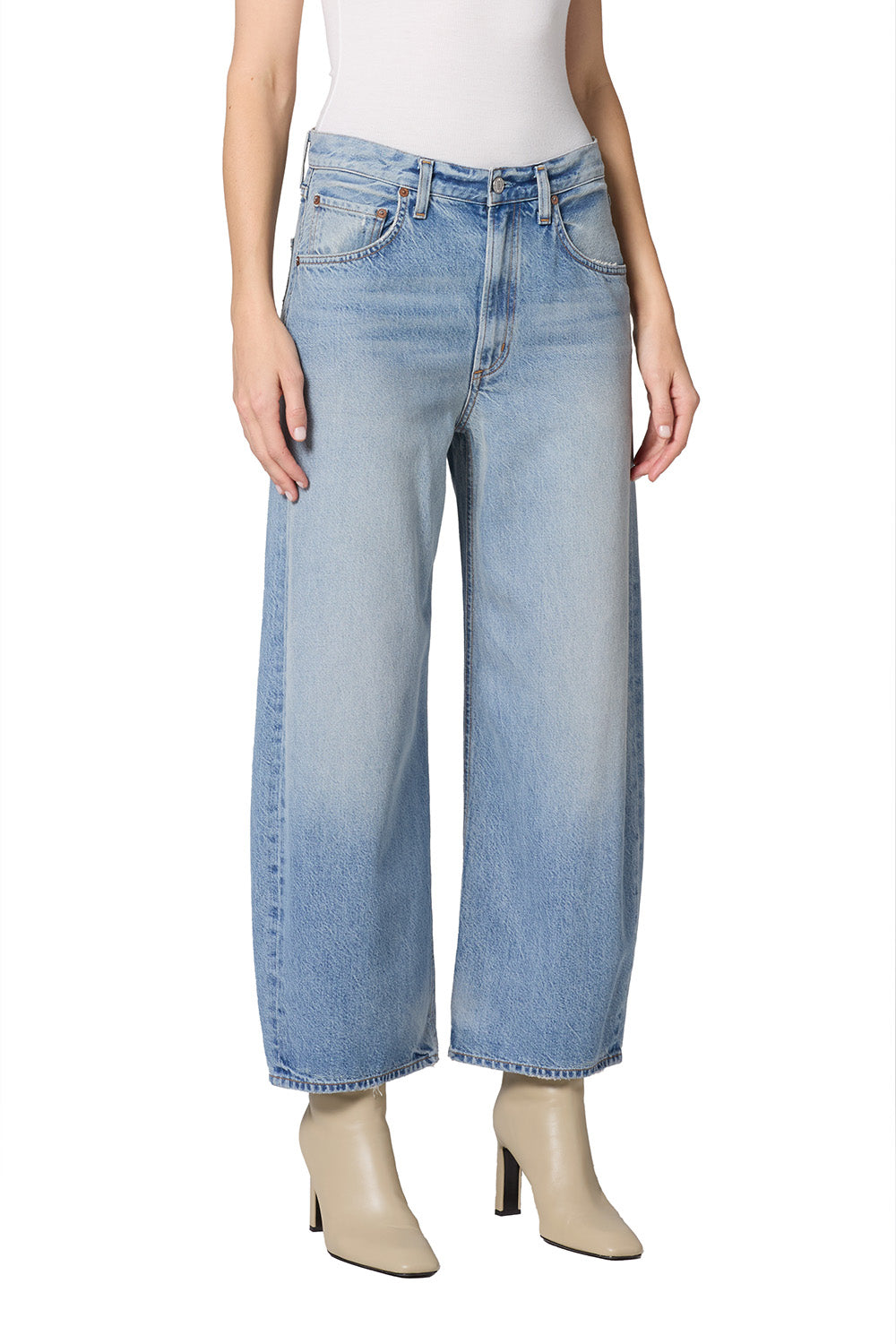 Agolde barrel Low Curve Jean Crop medium vintage blue reset | Pipe and Row