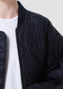 Agolde nylon cinched short Isla Quilted Jacket Ink navy | Pipe and Row
