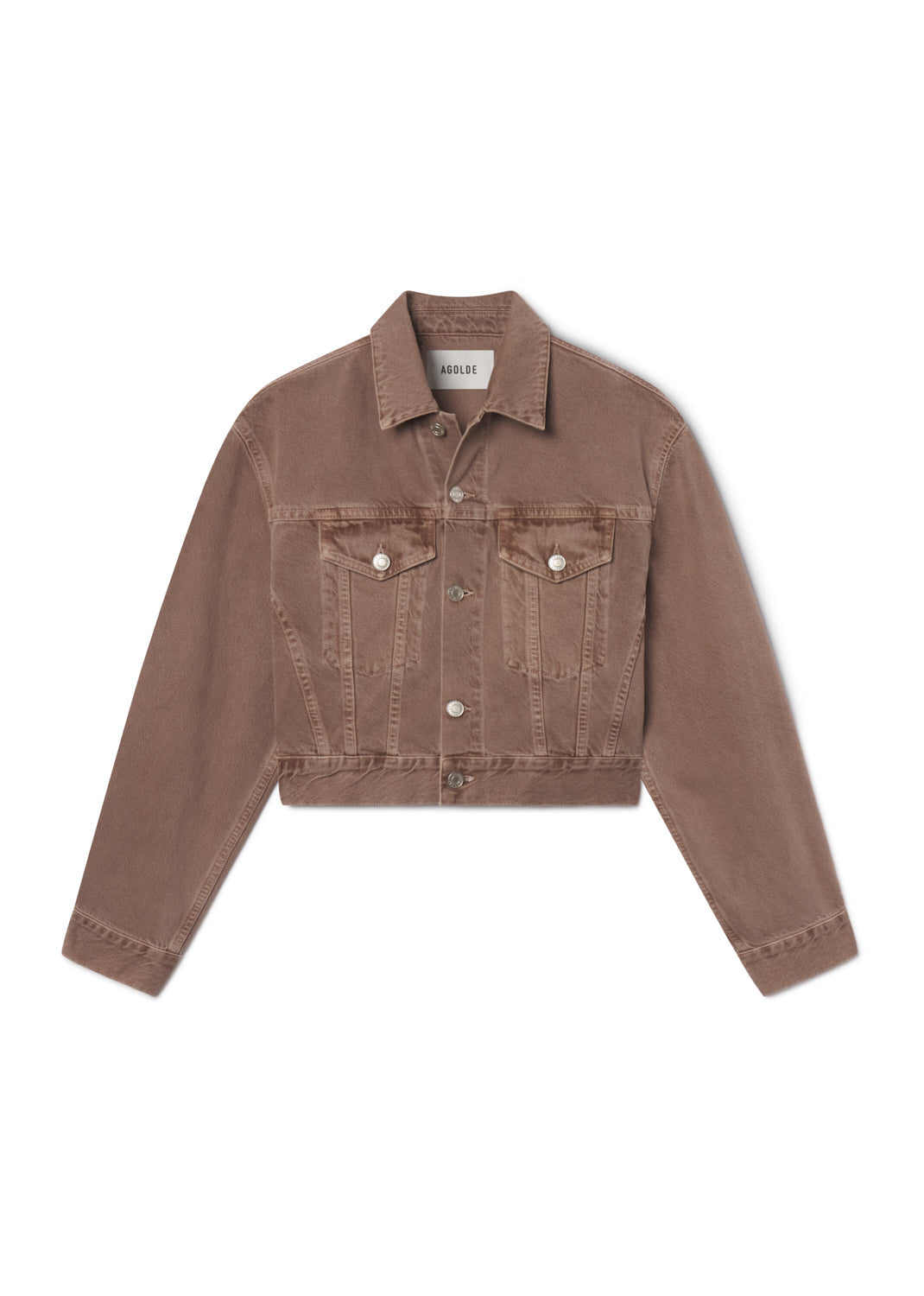 Agolde cropped denim jean Radley Jacket ceramic tan brown | Pipe and Row