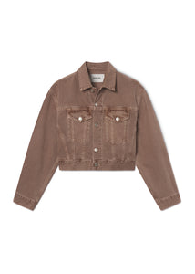 Agolde cropped denim jean Radley Jacket ceramic tan brown | Pipe and Row
