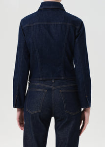 Agolde button up shirt contoured denim jacket dark indigo Rinse wash | Pipe and Row