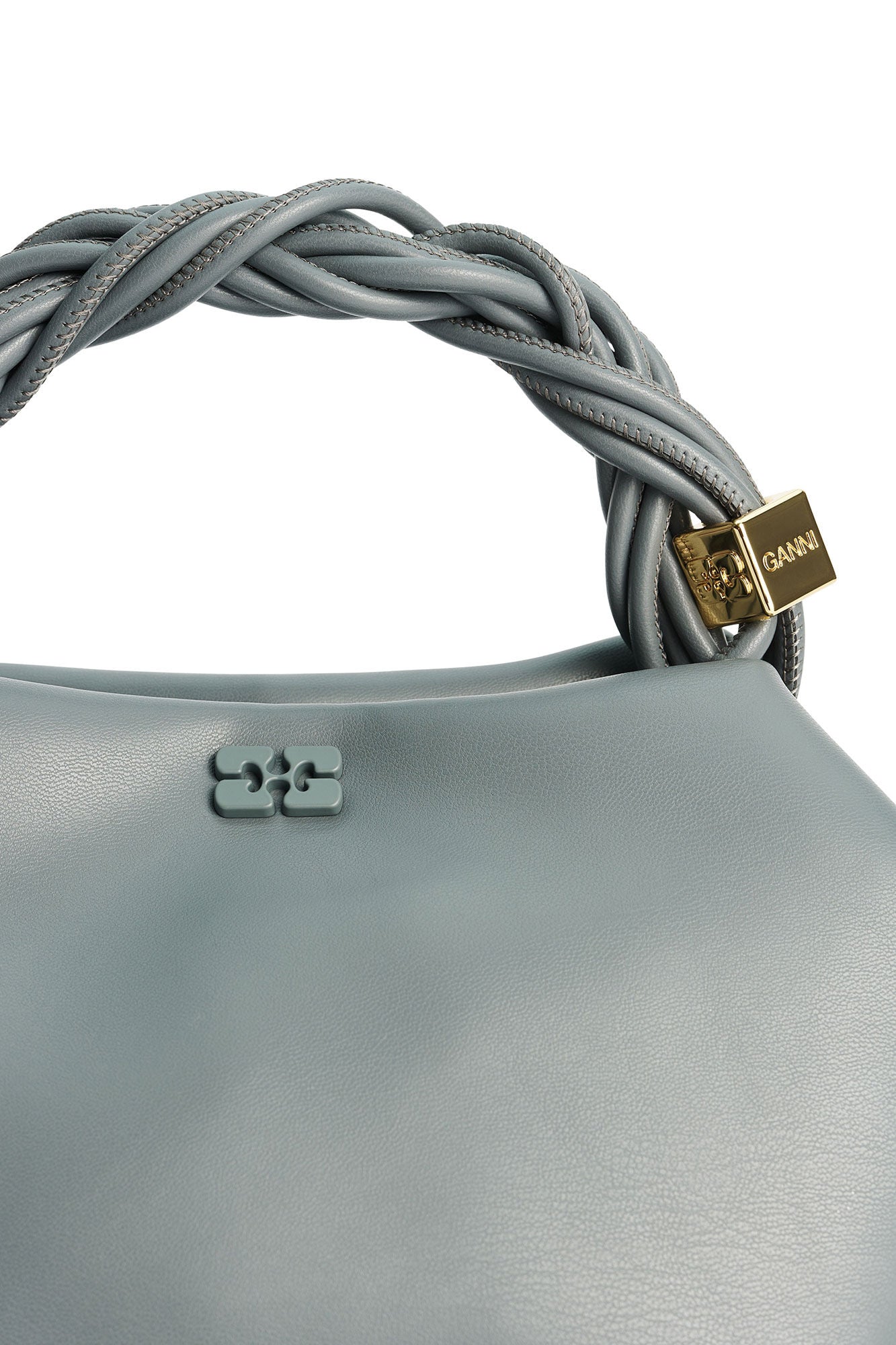 Ganni Bou Bag hexigonal frost grey blue recycled leather | Pipe and Row