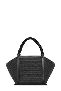 Ganni Medium tote black Raffia handbag | Pipe and Row free shipping and returns