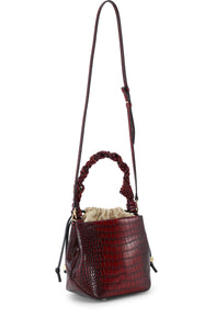 Ganni Bou bucket handbag in burgundy croc  PIPE AND ROW