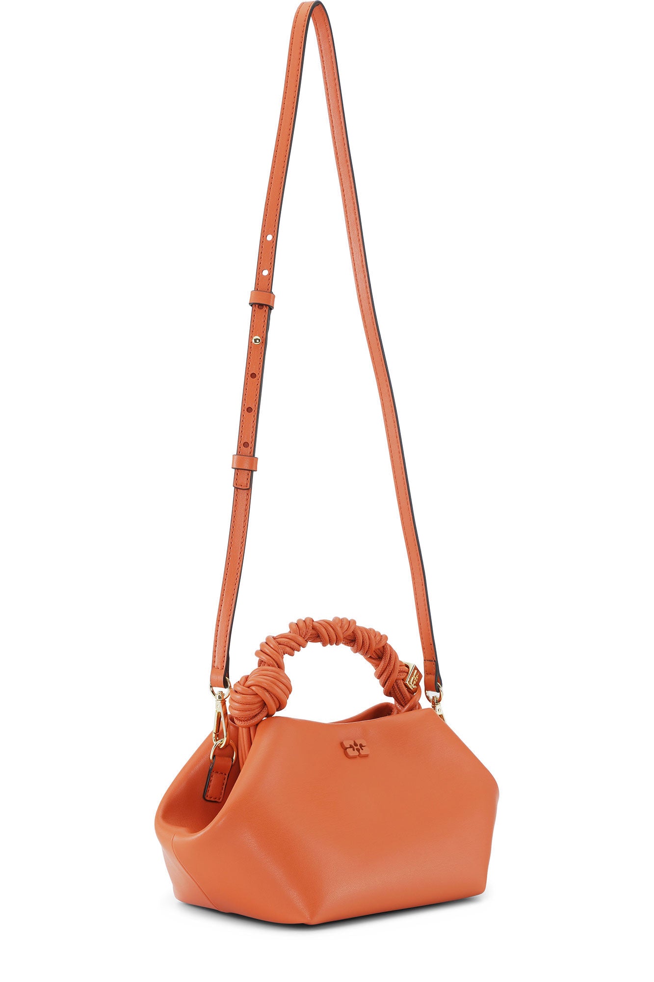 Ganni Bou Bag hexagonal bright spicy orange recycled leather | Pipe and Row