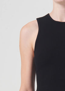 Agolde Nova tank top crop ribbed black fitted | Pipe and Row Seattle