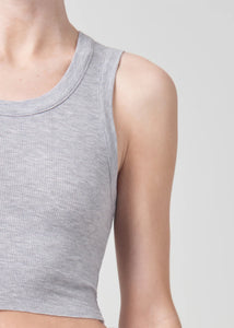 Agolde cropped Poppy tank ribbed cotton heather grey | PIPE AND ROW