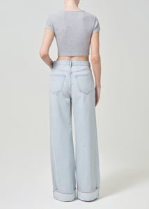 Agolde Savannah cropped ribbed tight grey baby tee cap sleeves | PIPE AND ROW