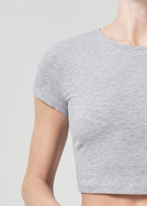 Agolde Savannah cropped ribbed tight grey baby tee cap sleeves | PIPE AND ROW