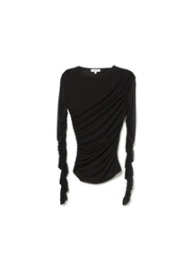 Agolde Tania twist longsleeve tee t-shirt black | Pipe and Row