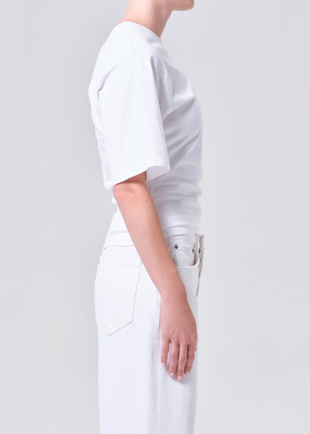Agolde Storey Tee t-shirt short sleeve fitted waist white | Pipe and Row
