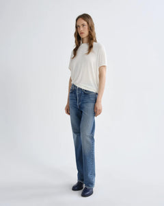Agolde Souline tee t-shirt top white oat milk cashmere crew neck | Pipe and Row