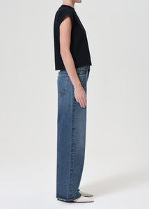 Agolde wide leg low slung baggy essence dark indigo wash | pipe and row