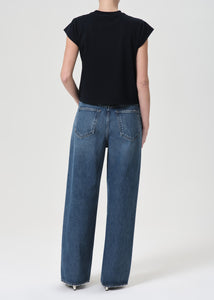 Agolde wide leg low slung baggy essence dark indigo wash | pipe and row