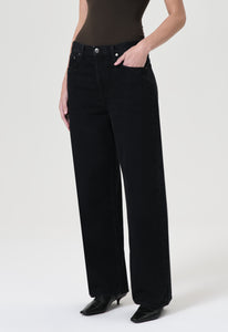 Agolde wide leg, low slung baggy crushed black | pipe and row