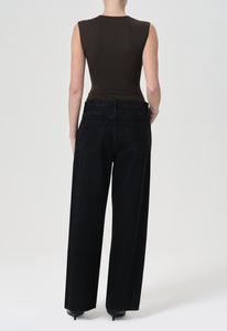 Agolde wide leg, low slung baggy crushed black | pipe and row