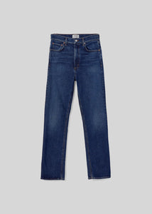 Agolde high rise stovepipe jeans dark indigo Discord wash | Pipe and Row