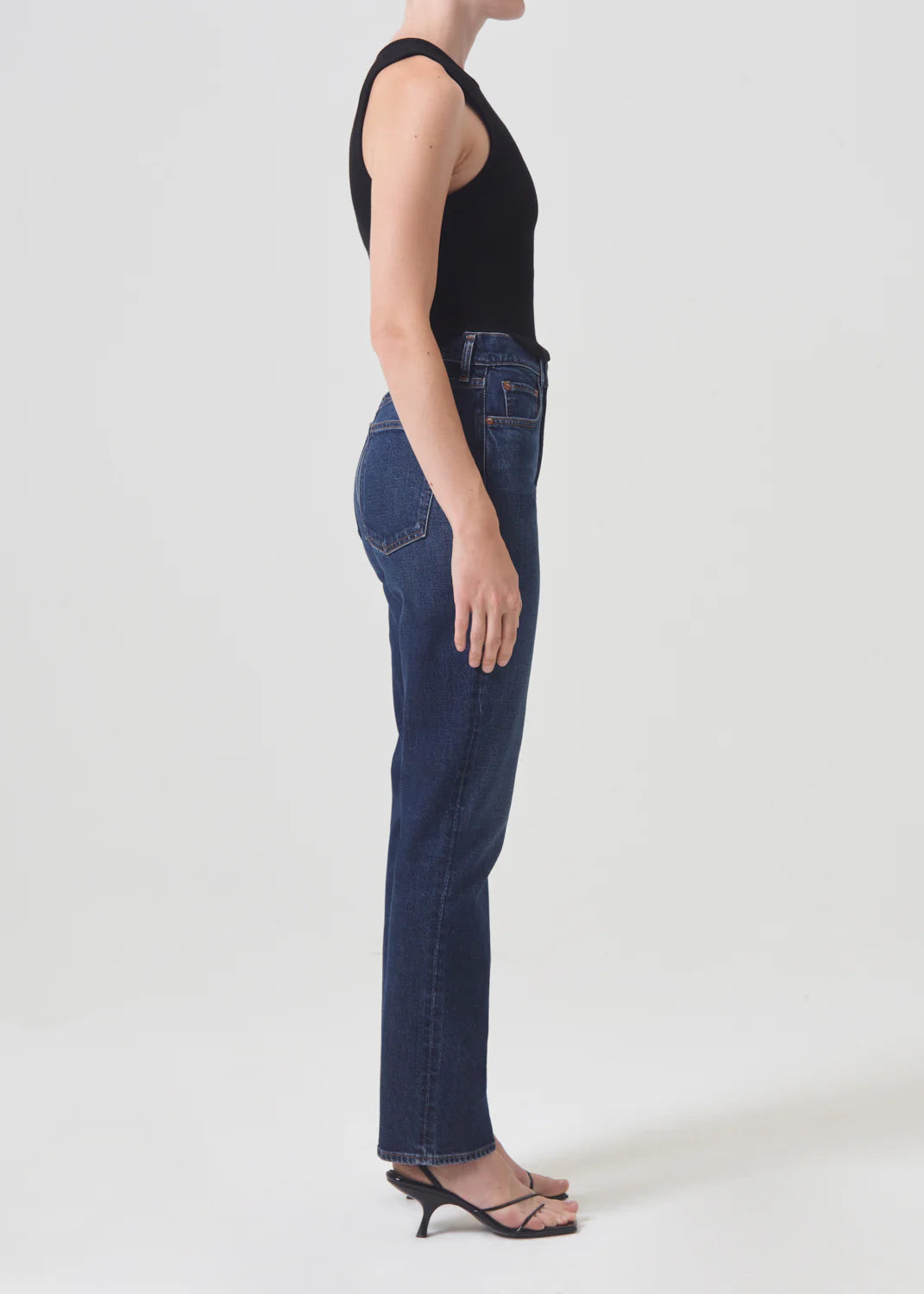 Agolde high rise stovepipe jeans dark indigo Discord wash | Pipe and Row