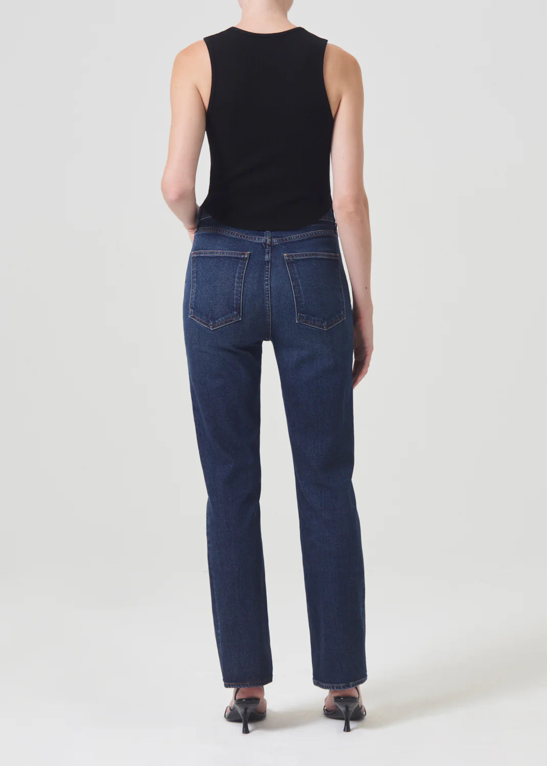 Agolde high rise stovepipe jeans dark indigo Discord wash | Pipe and Row