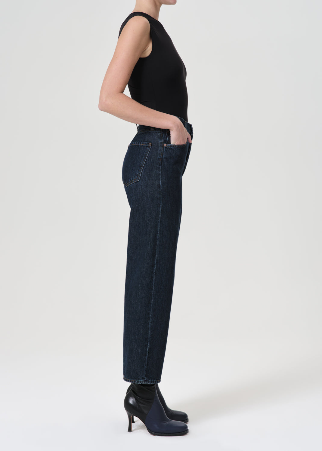 Agolde Ren high rise wide leg denim polished blue | Pipe and Row