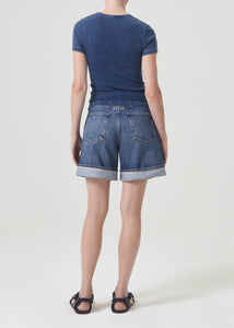 Agolde Dame cuffed jean denim short dark blue control wash | Pipe and Row