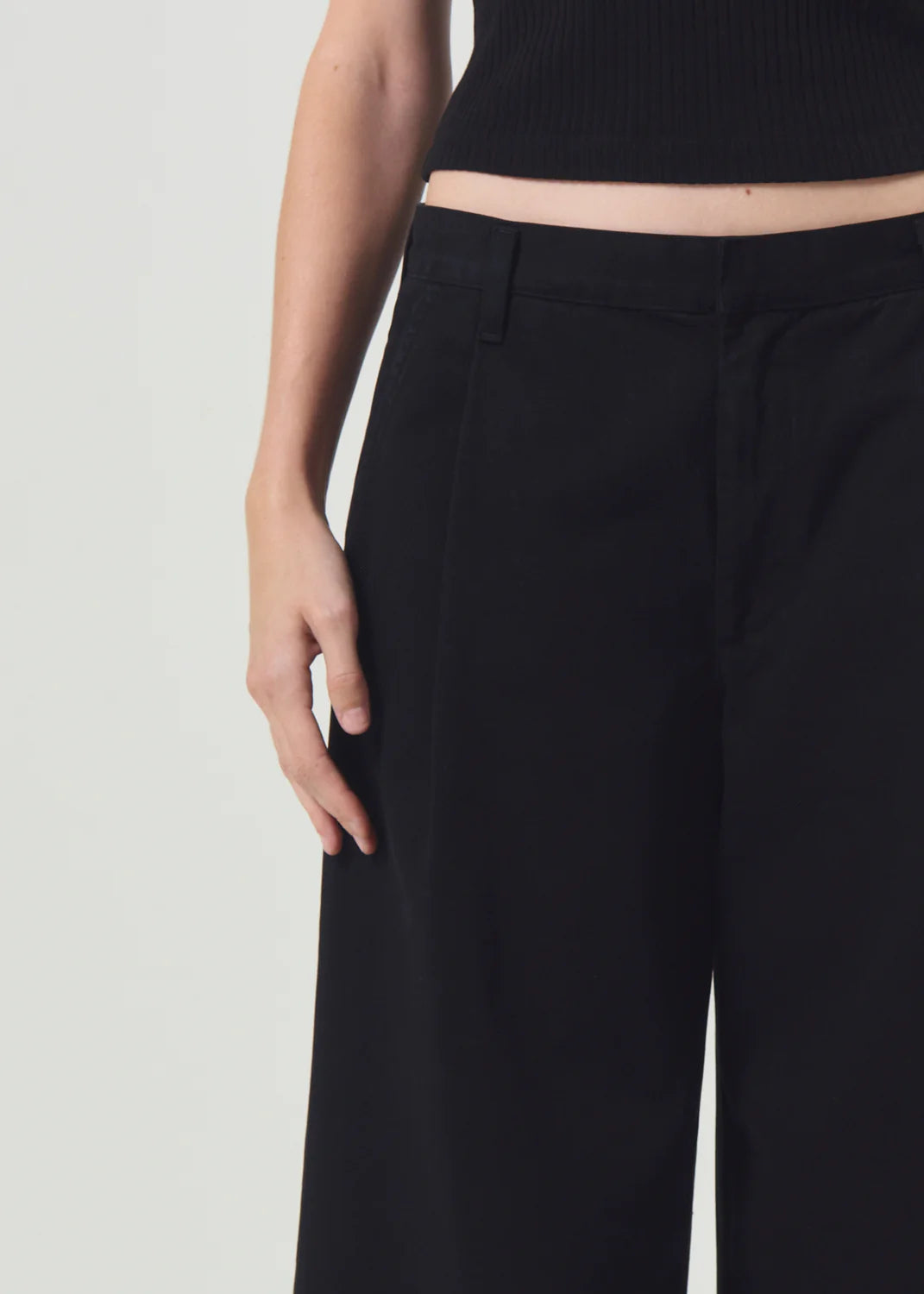 Agolde black Daryl wide leg trouser pant low-slung silhouette | Pipe and Row