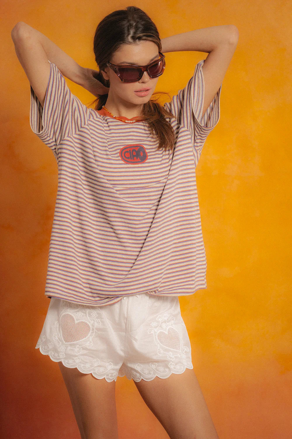 AMBER STRIPE RACER TEE