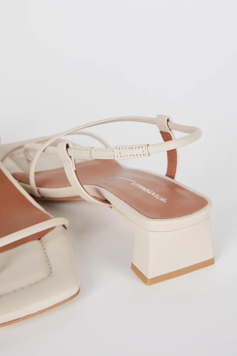 Intentionally Blank Anca sandal dainty cream leather straps low heel | Pipe and Row