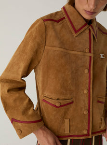 Laagam camel Aveline suede short jacket red | Pipe and Row Seattle