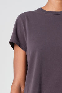 Agolde Adine shrunken crew neck tee dark grey shade  PIPE AND ROW