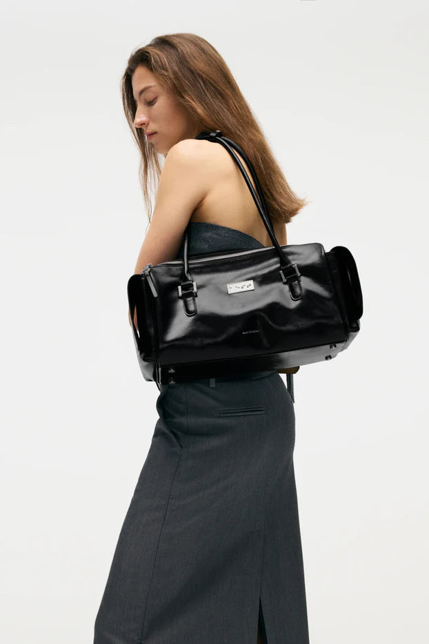 Aest Studio camera capture large handbag glossy black leather | Pipe and Row Seattle