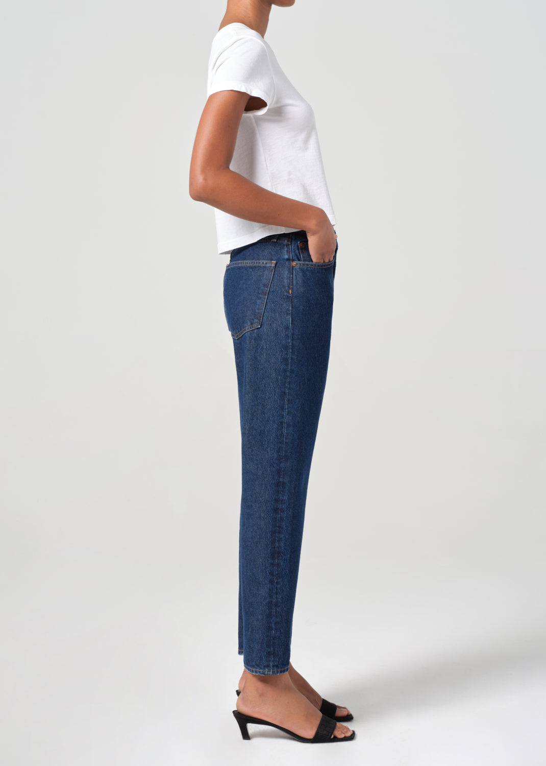 Agolde 90's pinch waist crop straight leg denim clean dark indigo Reissue | Pipe and Row