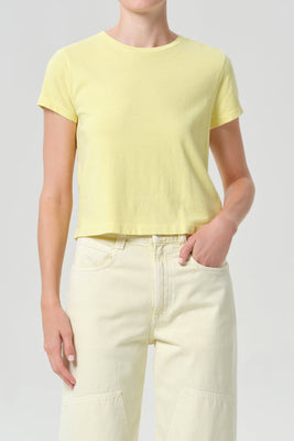 Agolde Adine shrunken crew neck tee canary yellow PIPE AND ROW