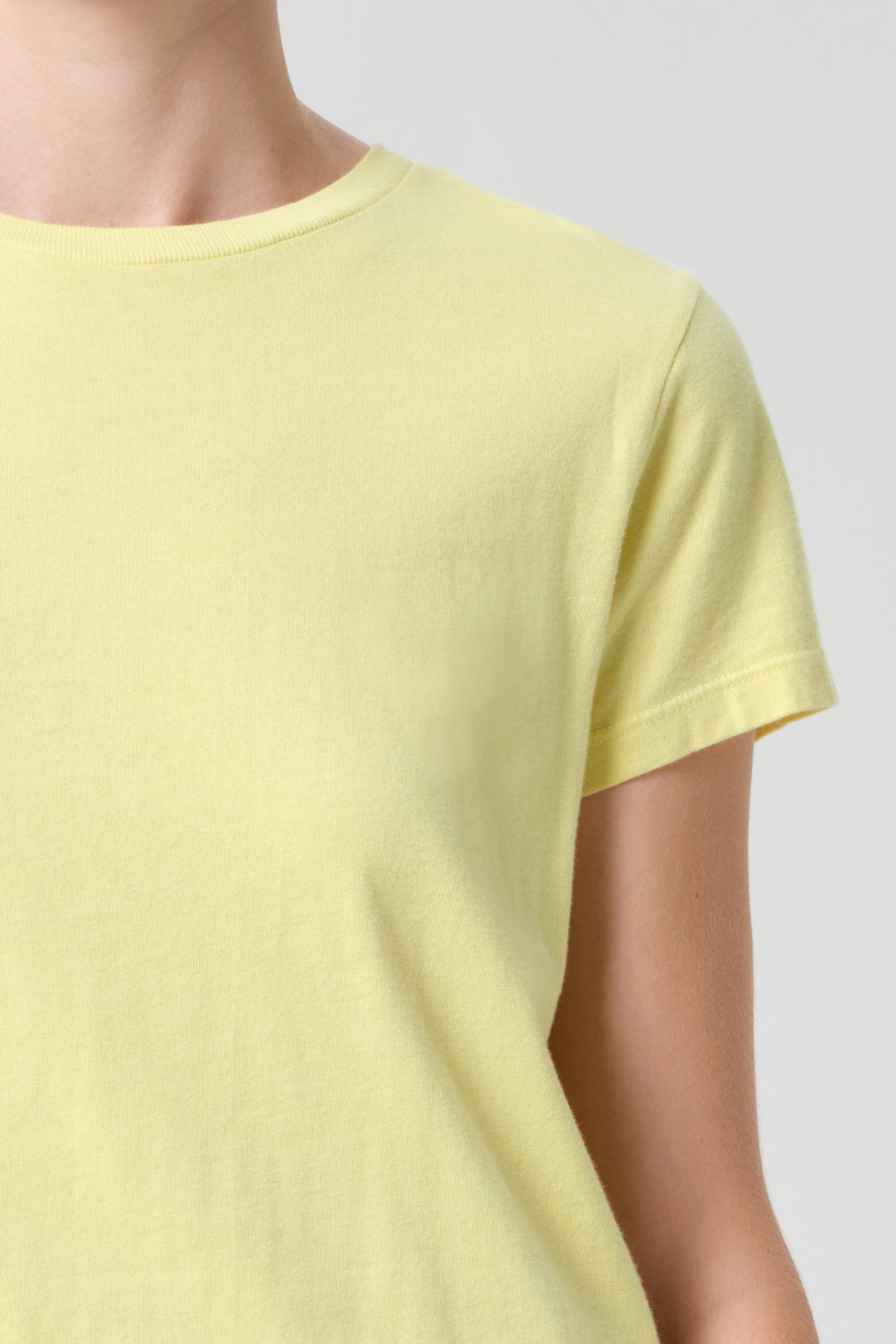 Agolde Adine shrunken crew neck tee canary yellow PIPE AND ROW