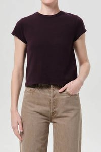 Agolde Adine shrunken crew neck tee eggplant PIPE AND ROW Seattle