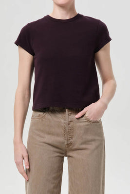 Agolde Adine shrunken crew neck tee eggplant PIPE AND ROW Seattle