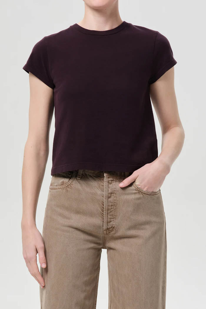 Agolde Adine shrunken crew neck tee eggplant PIPE AND ROW Seattle