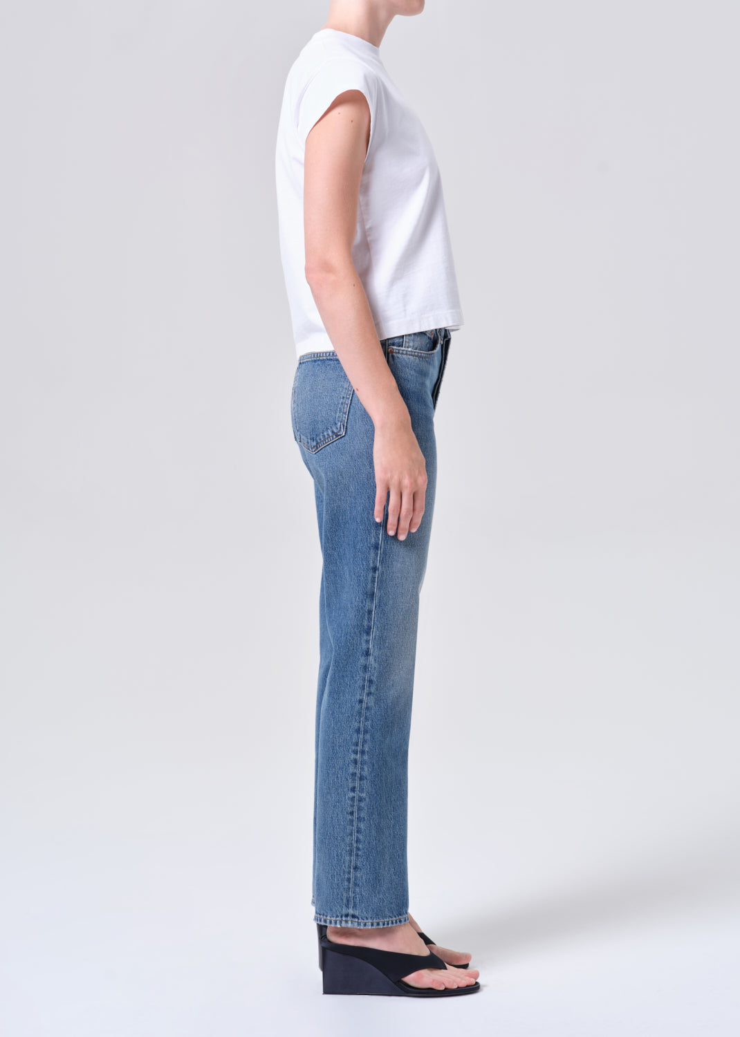 Agolde Lana straight leg jean medium wash liberty | Pipe and Row