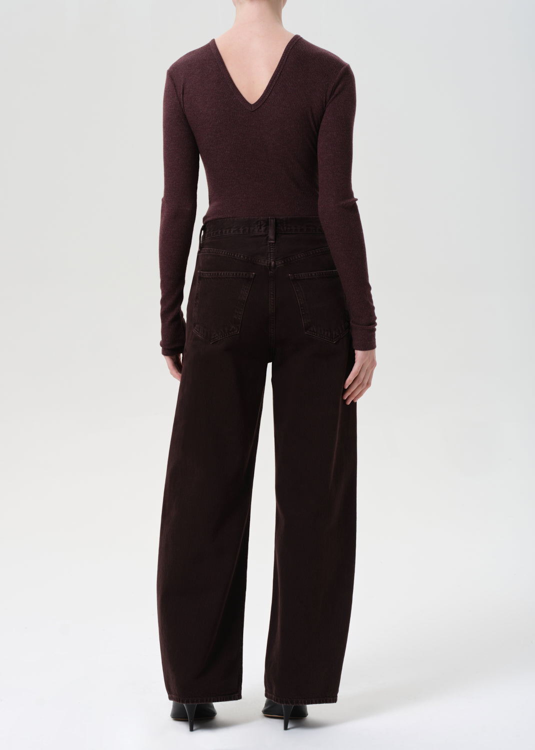 Agolde Low Curve jean sloe berry Relaxed tapered leg slouchy hips rich grape brown | Pipe and Row