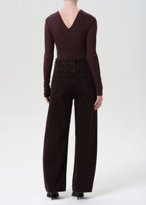 Agolde Low Curve jean sloe berry Relaxed tapered leg slouchy hips rich grape brown | Pipe and Row
