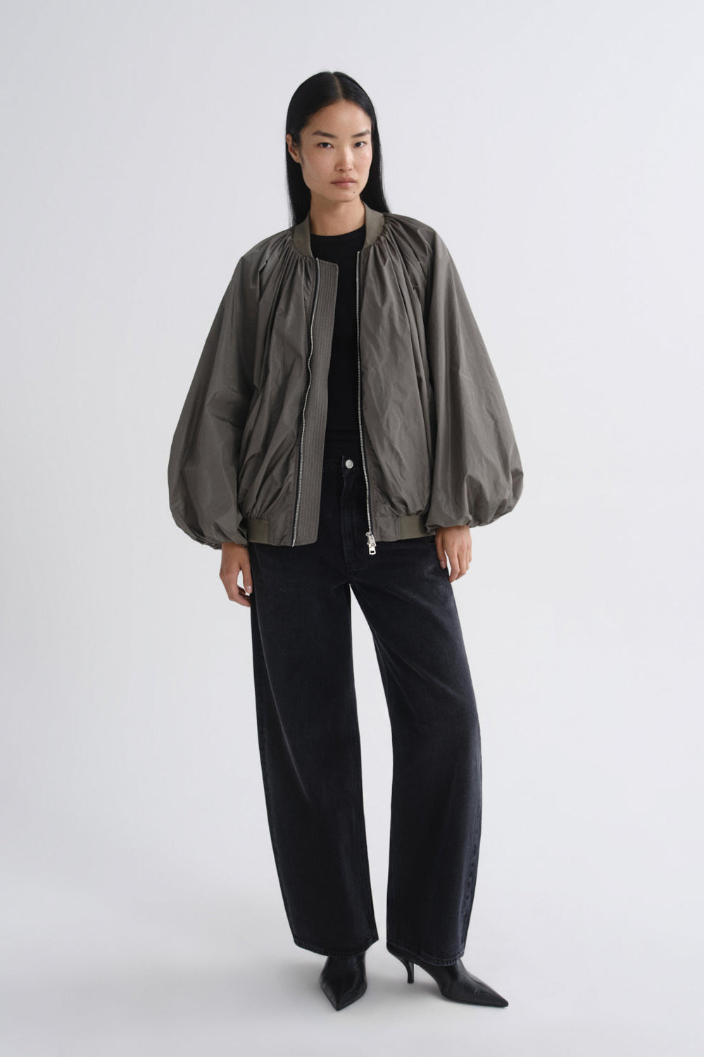 Agolde Raffi Bomber Jacket dusky fern green | Pipe and Row Seattle