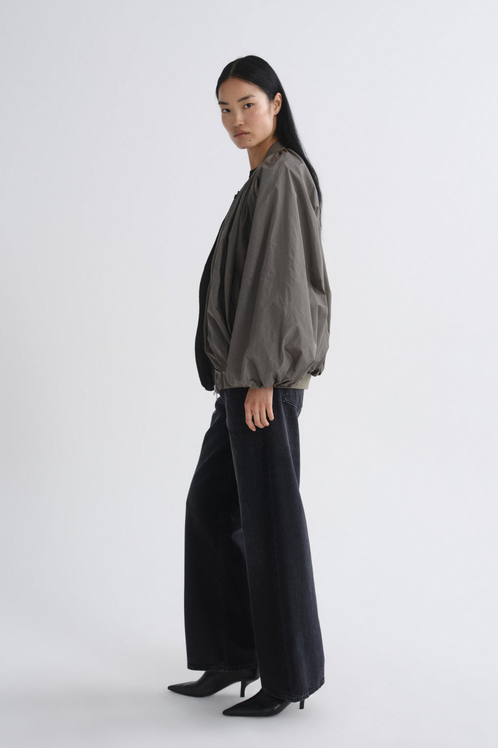 Agolde Raffi Bomber Jacket dusky fern green | Pipe and Row Seattle