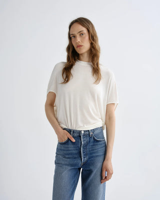 Agolde Souline tee t-shirt top white oat milk cashmere | Pipe and Row